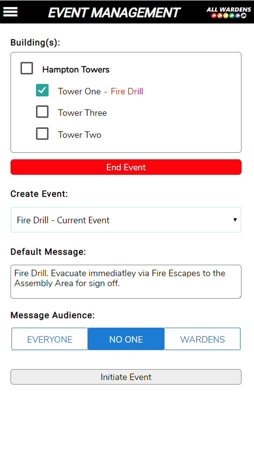 Emergency event management app